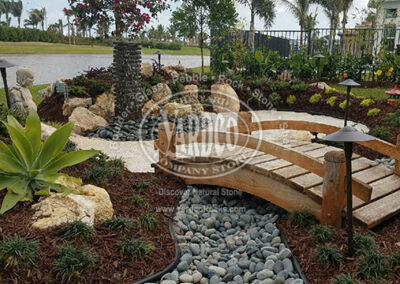 Pebbles and Multicut Basalt Water Feature Installed by Universal Landscape