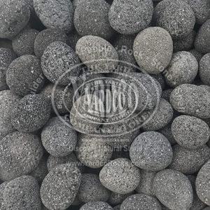 Black Lava Stone Beach Pebbles Tumbled by the Ocean Close Up 2"-3" Size