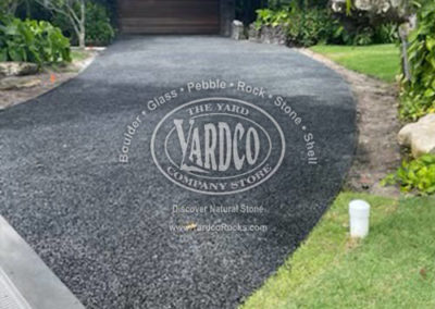 Midnight Black Beach Pebble Driveway material supplied by Yardco