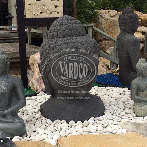 Yardco's Polar White Beach Pebbles and Hand-Carved Buddha's