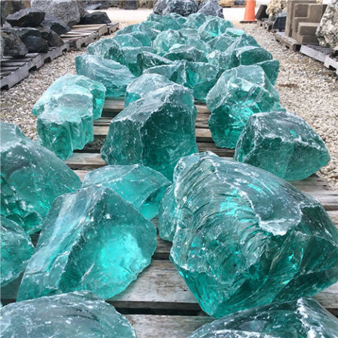 Recycled Tumbled Glass Boulder “Turquoise” • Imported | YardcoRocks.com