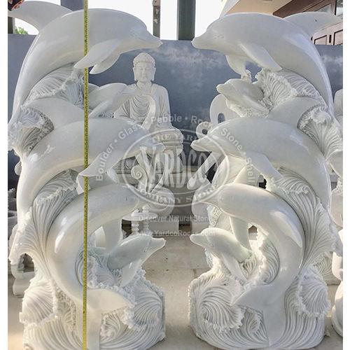 White Marble Sculpture - Dolphin • Imported - Image 2