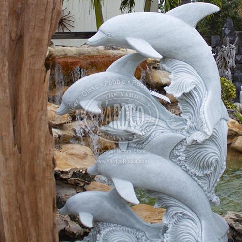 White Marble Sculpture - Dolphin • Imported