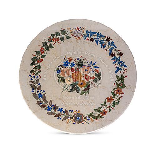 Marble Table with Semi Precious Stone Inlay "Beige" Australian - Image 2