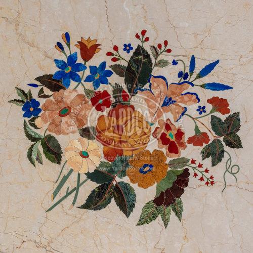 Marble Table with Semi Precious Stone Inlay "Beige" Australian - Image 4