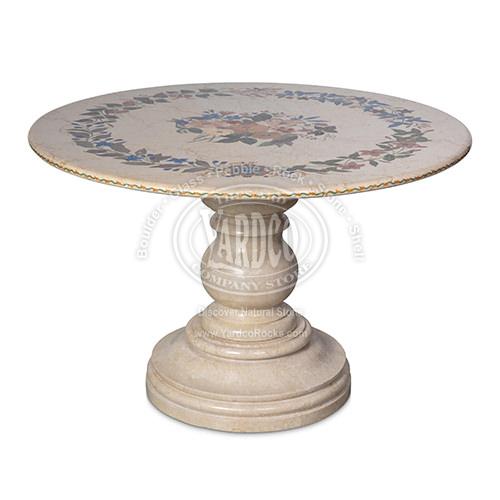 Marble Table with Semi Precious Stone Inlay "Beige" Australian