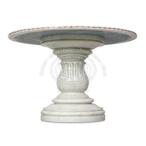 Marble Table with Semi Precious Stone Inlay "White" Italian - Image 5