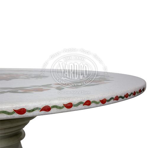 Marble Table with Semi Precious Stone Inlay "White" Italian - Image 3