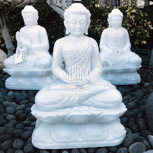 White Marble Sculpture - Buddha, 24" • Imported