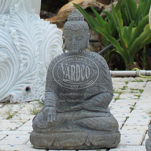 Sitting Andesite Lavastone Buddha with the Varada Mudra