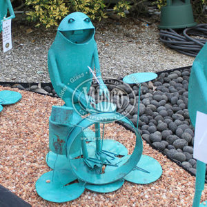 Copper Art Frog Playing Drum Set