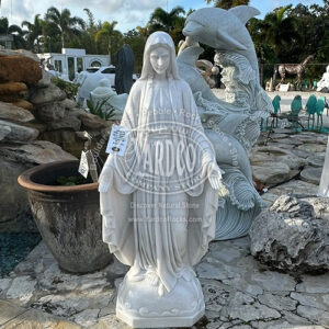 Imported Hand-Carved White Marble Mary Sculpture