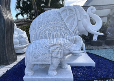Imported Hand-Carved White Marble Elephant Sculpture